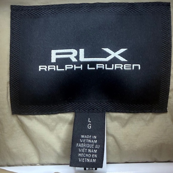 RLX Ralph Lauren Mens Puffer Vest Full Zip Golf Lightweight Khaki Tan Size L - Picture 3 of 5